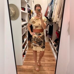Floreat Cream and Brown Floral dress